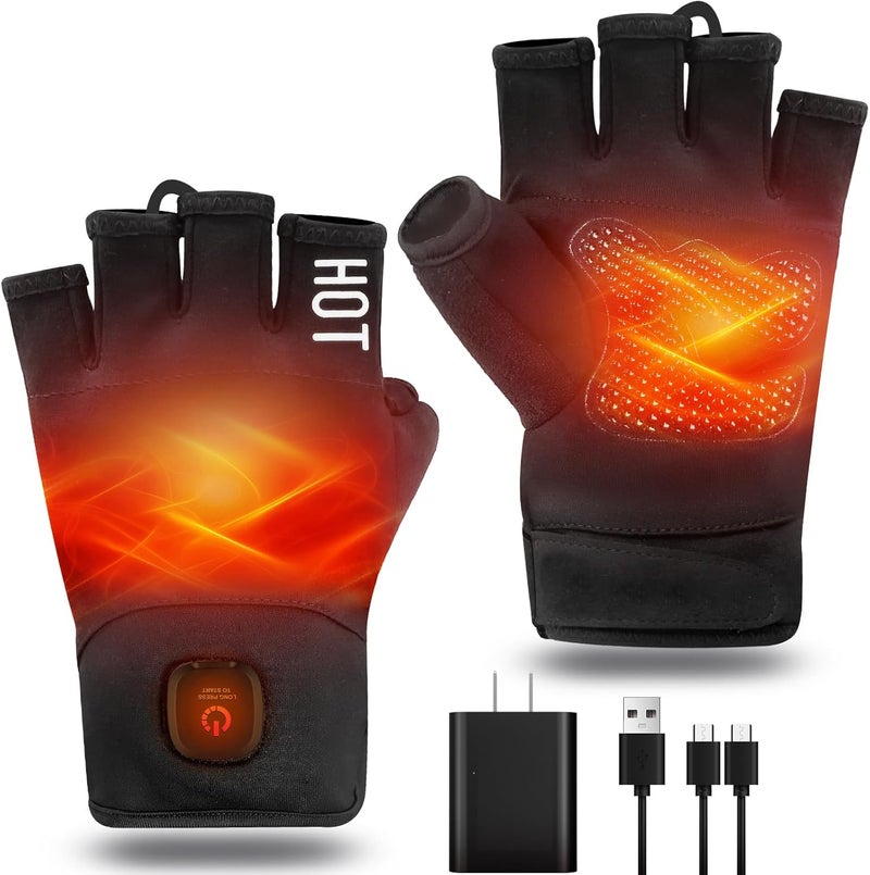 uncn Heated Gloves Fingerless for Women Man with 3.7V 3000mAh Battery Cordless Work Touchscreen Gloves for Winter Cold Weather Rechargeable Electric - Image 1